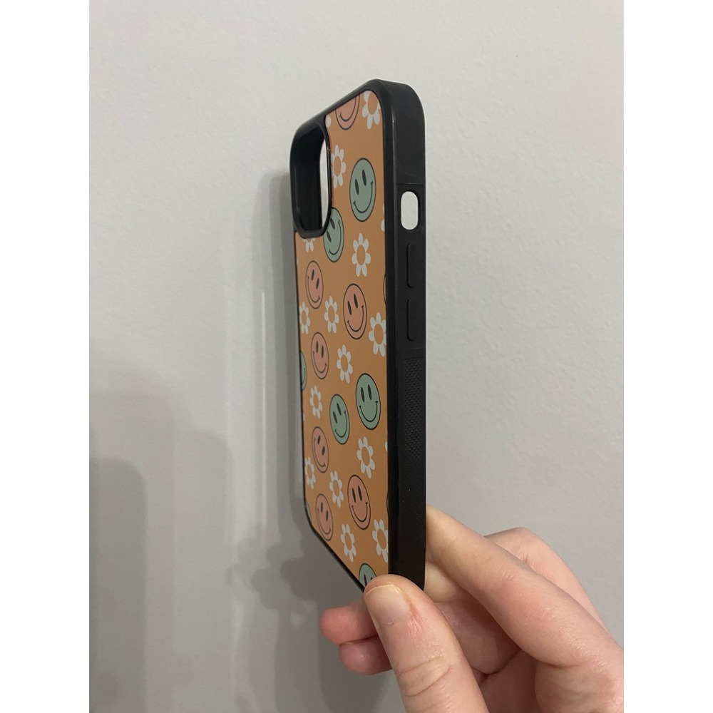 iPhone 13 Phone Case Unisex Orange Retro Smiley Face Daisy Floral Bumper - Picture 2 of 5